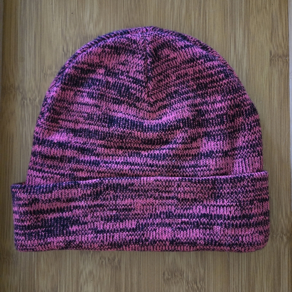 Victoria's Secret PINK Beanie Hat Pink & Black Knit OS Stretch Ribbed Winter Cap - Picture 6 of 7